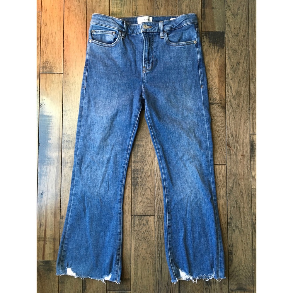 FRAME Le Crop Mini Boot Jeans Womens 29 High Rise Raw Hem Cropped Flare Denim